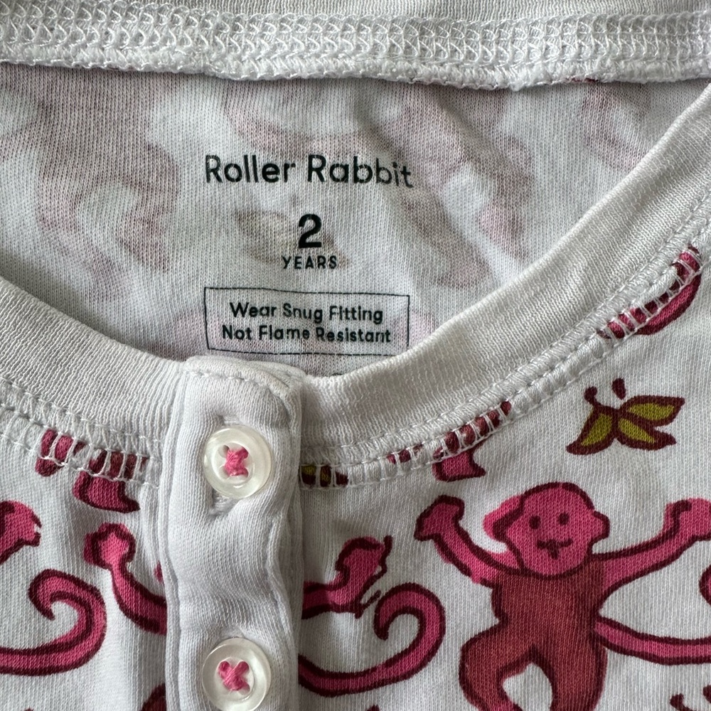 Roller Rabbit White and Pink Monkey Print shirt - Picture 2 of 4